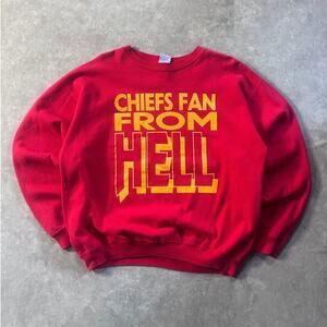 90s Vintage Kansas City Chiefs "Fan From Hell" Red Crewneck Size XL